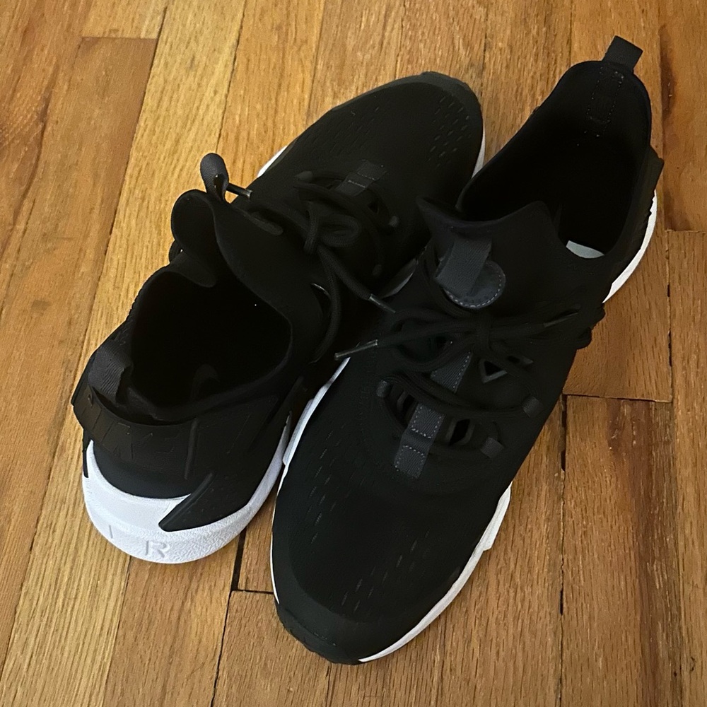 Nike black and white athletic shoes